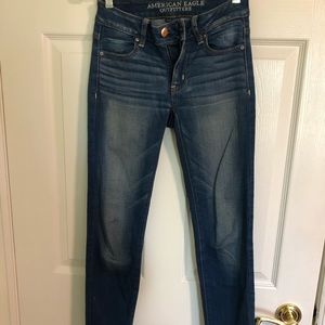 full length skinny blue jeans